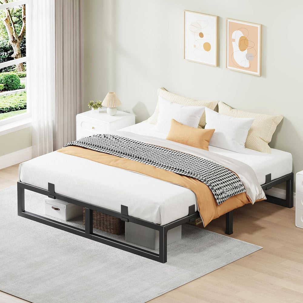 12 Inch Metal King Bed Frame with Steel Support, Noise-Free