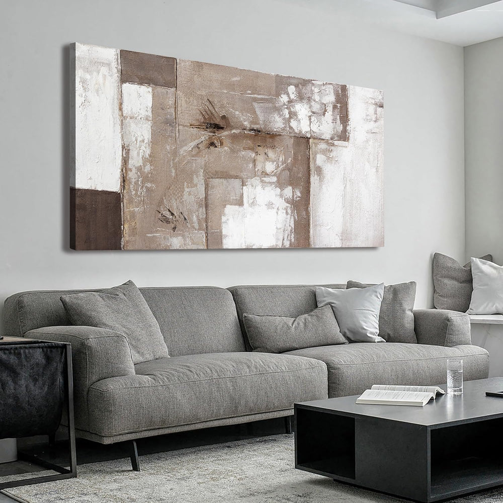 YISXINOAG Brown Grey White Abstract Wall Art Modern Fantasy Canvas 24"X4...