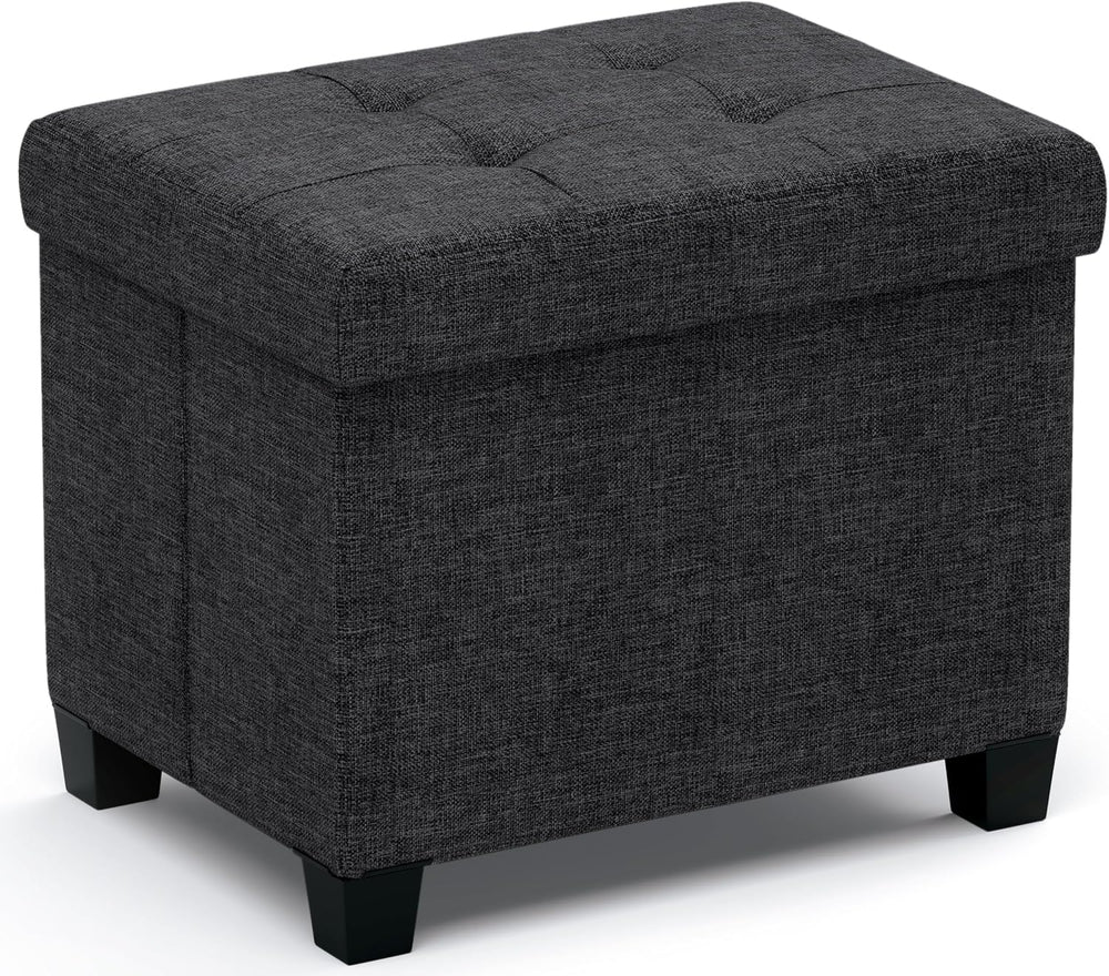 Ornavo Home Small Rectangle Storage Ottoman with Legs, 12x16x12, Black