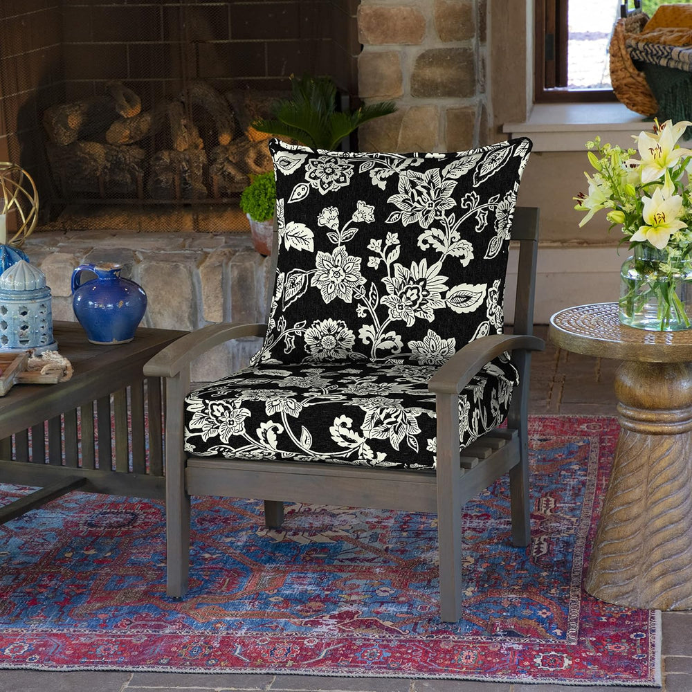 Arden Outdoor Deep Seat Cushion Set, 4-Pack, 22x24, Black Jacobean