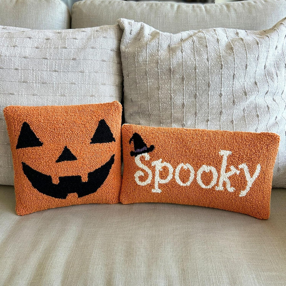 Hand Hooked Halloween Pillow - 9X16 inches Throw Pillow for Couch or Dorm (Sp...