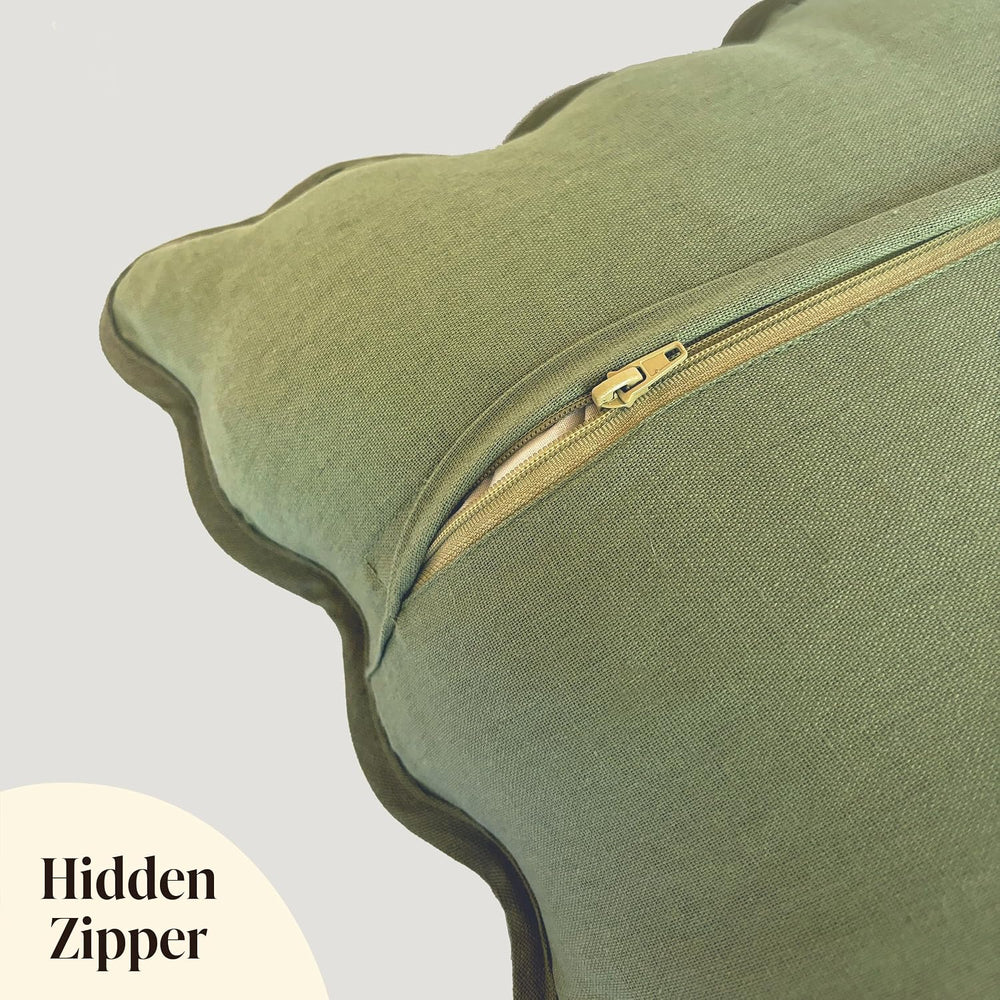 Orelle Scalloped Pillow Covers | Set of 2 | 100% Linen & Cotton | Decorat...