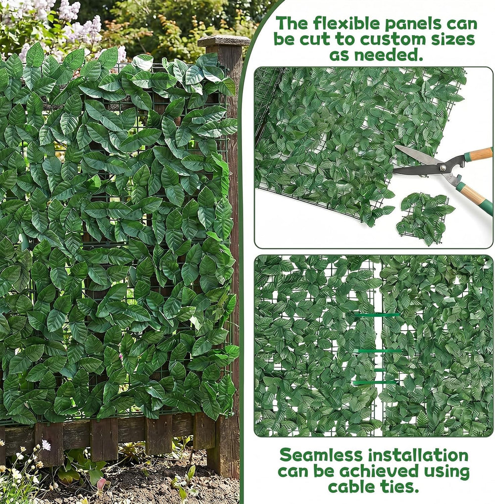 4PCS Artificial Ivy Fence Privacy Screen,40 x 120 Inch UV-Anti Artificial Fak...