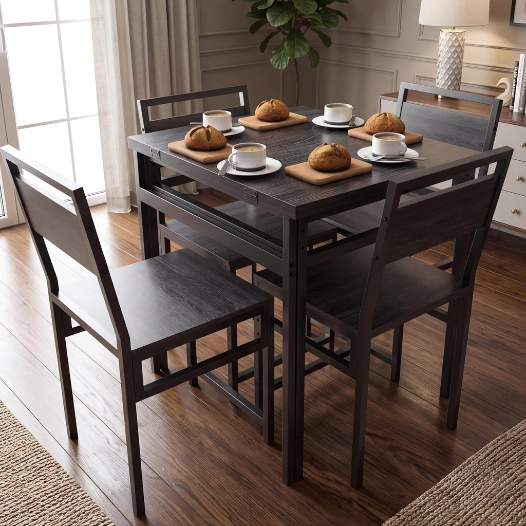 KEIKI 5-Piece Kitchen Dinner Table Set for 4 Dining with Storage, Grey