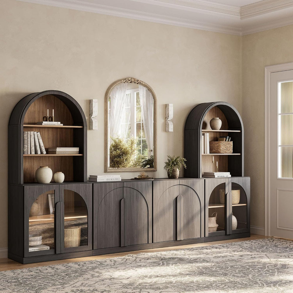 BELLEZE Bijou 126" Wall Unit 6-Piece Modular TV Stand - Ebony