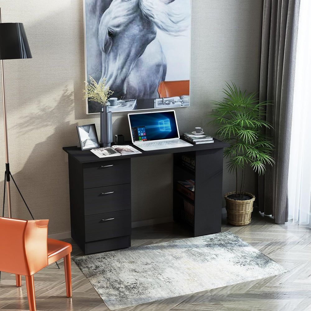 HOMCOM 47" Computer Desk with Drawers for Home Office, Black