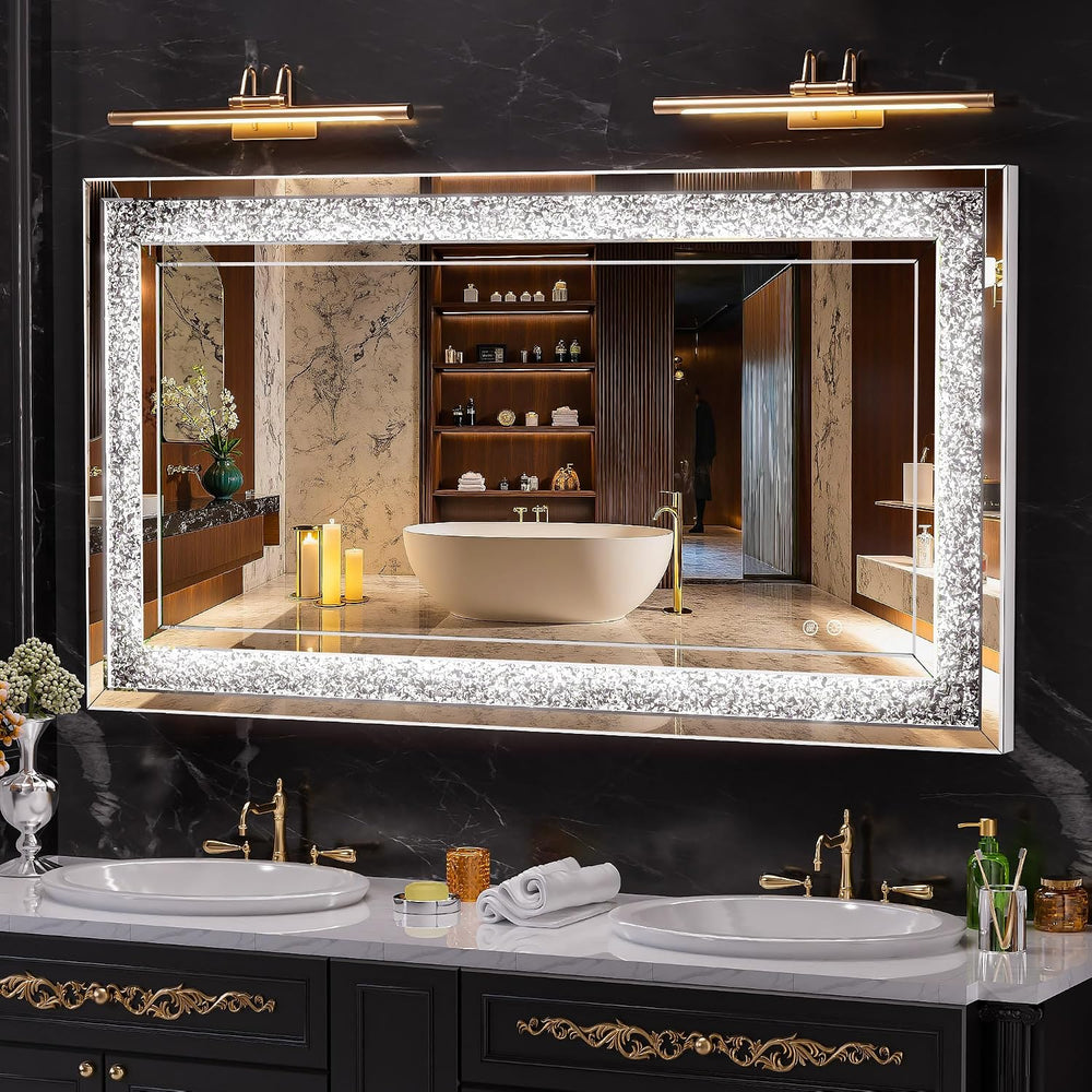 47" x 26" LED Diamond Wall Mirror, Dim & Anti-Fog