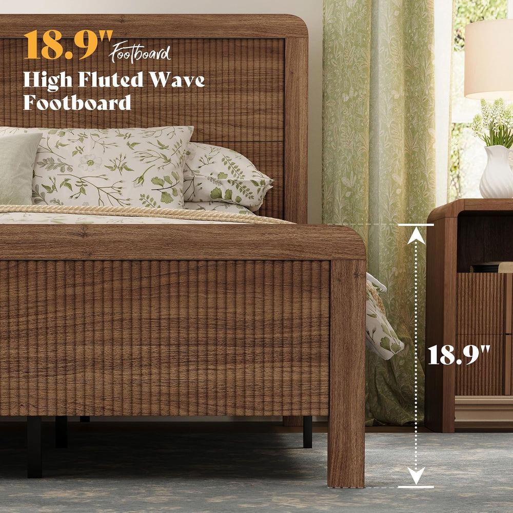AMERLIFE 3-Piece Modern Fluted King Bedroom Furniture Set, Walnut