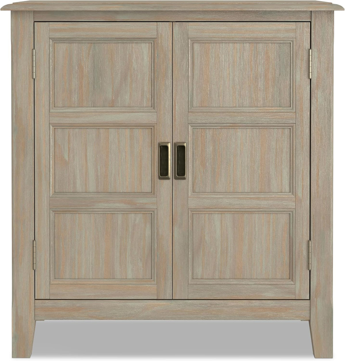 SIMPLIHOME Burlington 30" Wide Solid Wood Cabinet in Distressed Grey