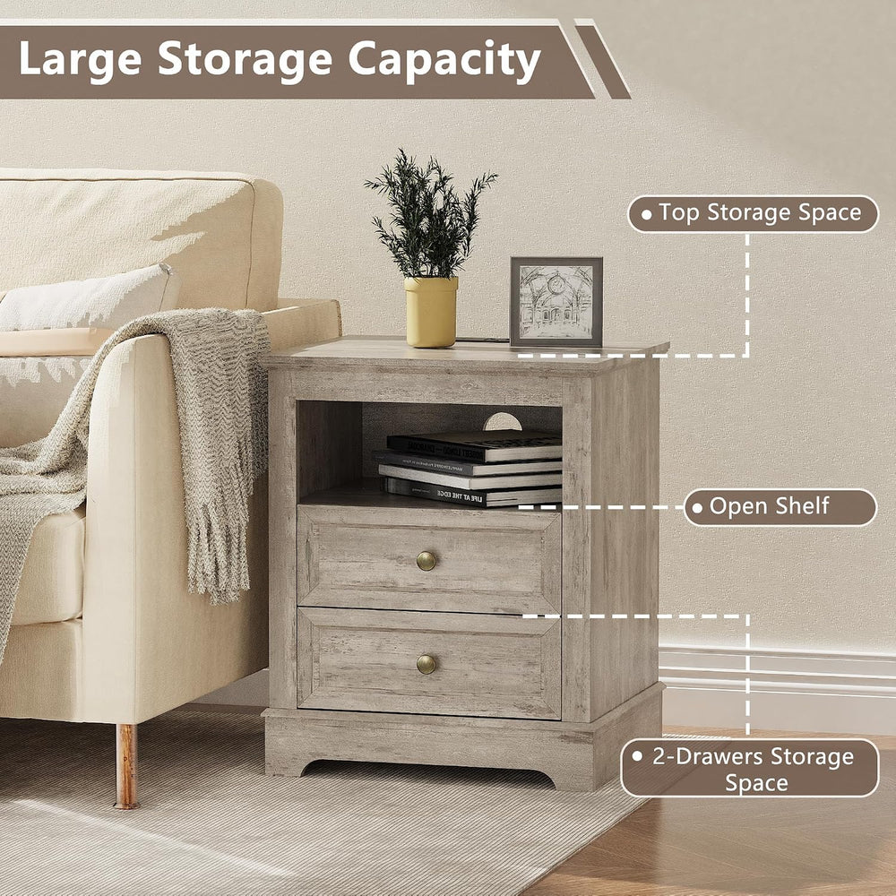 KIGOTY Farmhouse Bedroom Set, 4 Pcs Dresser and Nightstand Sets, 9/5 Drawer D...