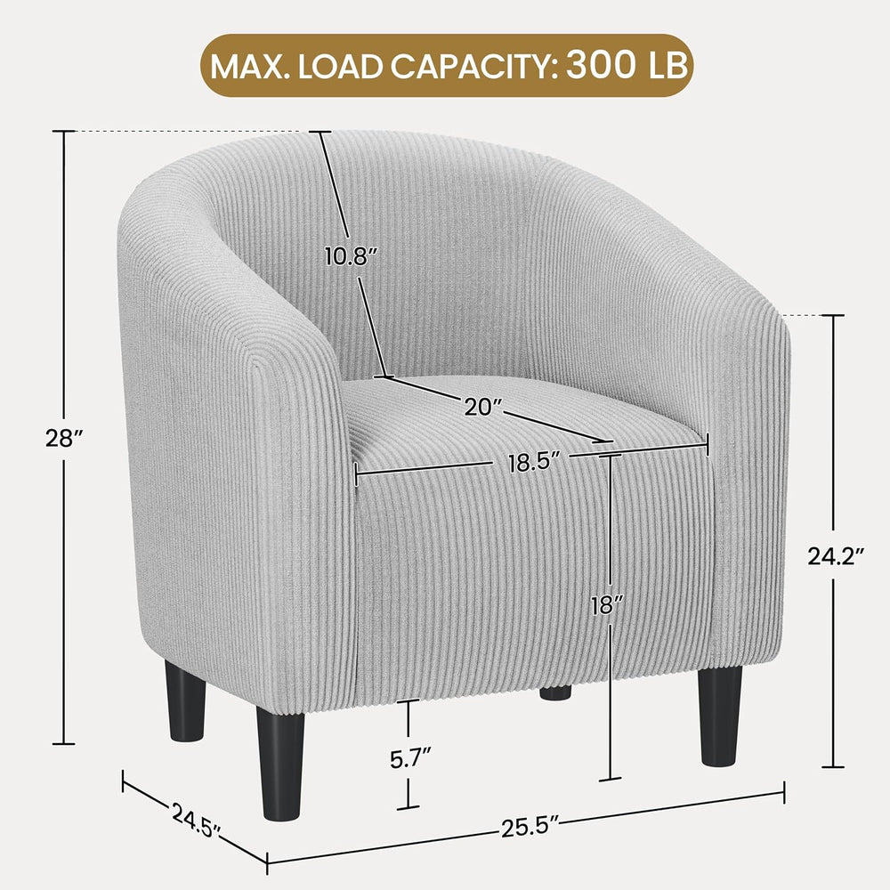 Yaheetech Compact Corduroy Accent Chairs Set of 2 for Bedroom, Light Gray