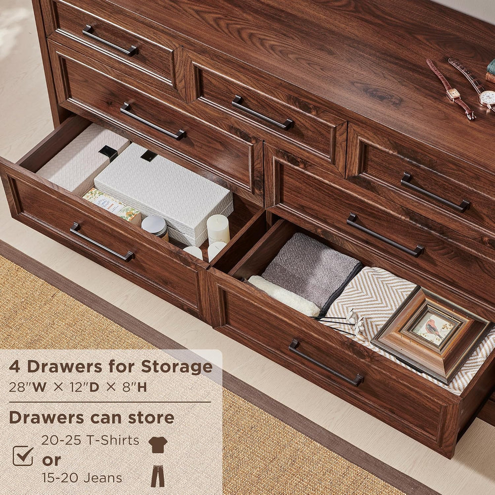 ACCOHOHO 7 Drawer Dresser, 52" Wide Farmhouse Chest for Bedroom, Brown