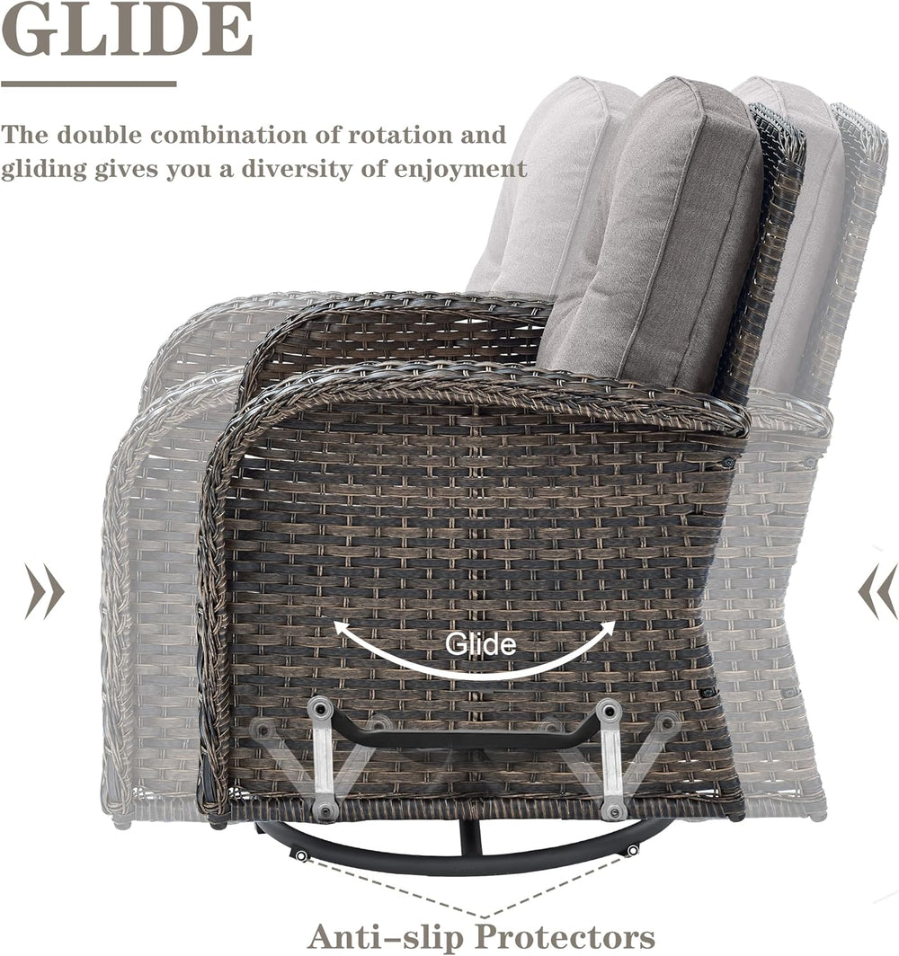 Belord Patio Furniture Swivel Glider PE Wicker Chairs, Outdoor Swivel Rocker ...