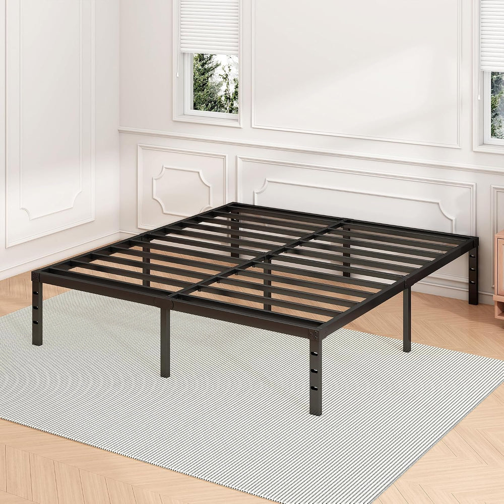 Hafenpo 18 Inch Queen Bed Frame, Under Bed Storage, Black