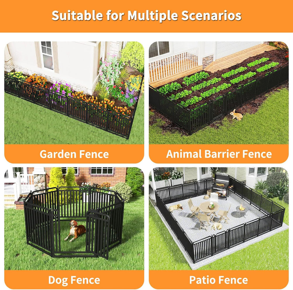 Thickened Metal Tube Garden Fence, Animal Barrier Fence with Low Threshold Ga...