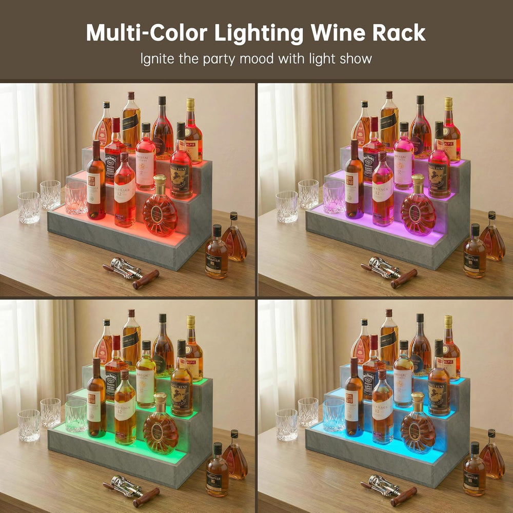 Cubehom Wine Rack LED Liquor Bottle Display Shelf for Home Bar Stand Decor
