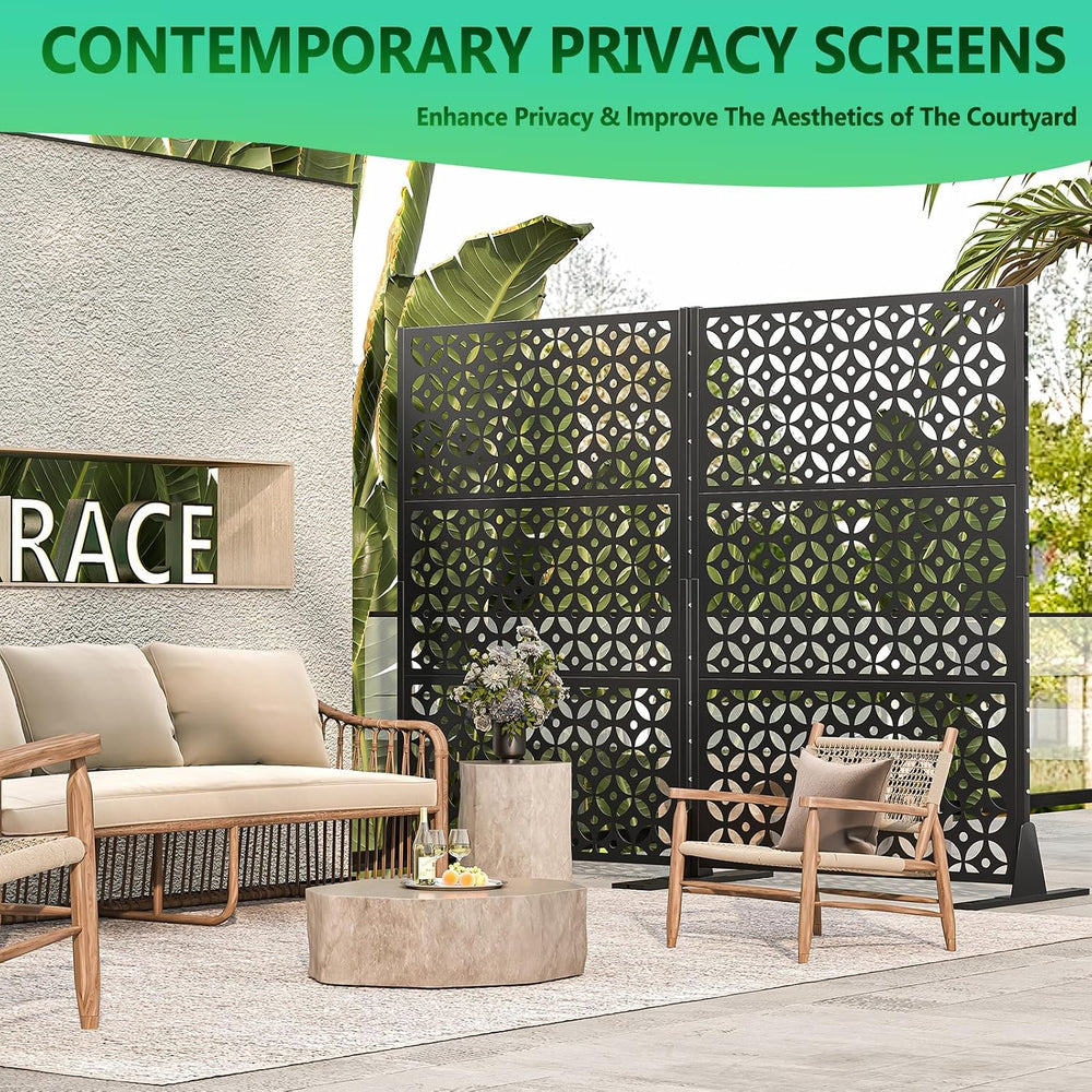 Metal Outdoor Privacy Screen Freestanding Privacy Screens,72" H x 46&quo...
