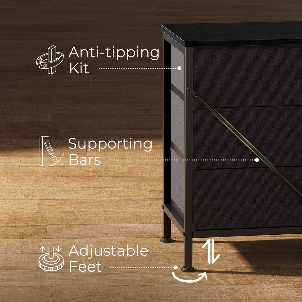 Huuger 70 Inch Black Dresser for Bedroom, TV Stand for 65, 75, 80 Inch TV, 12...