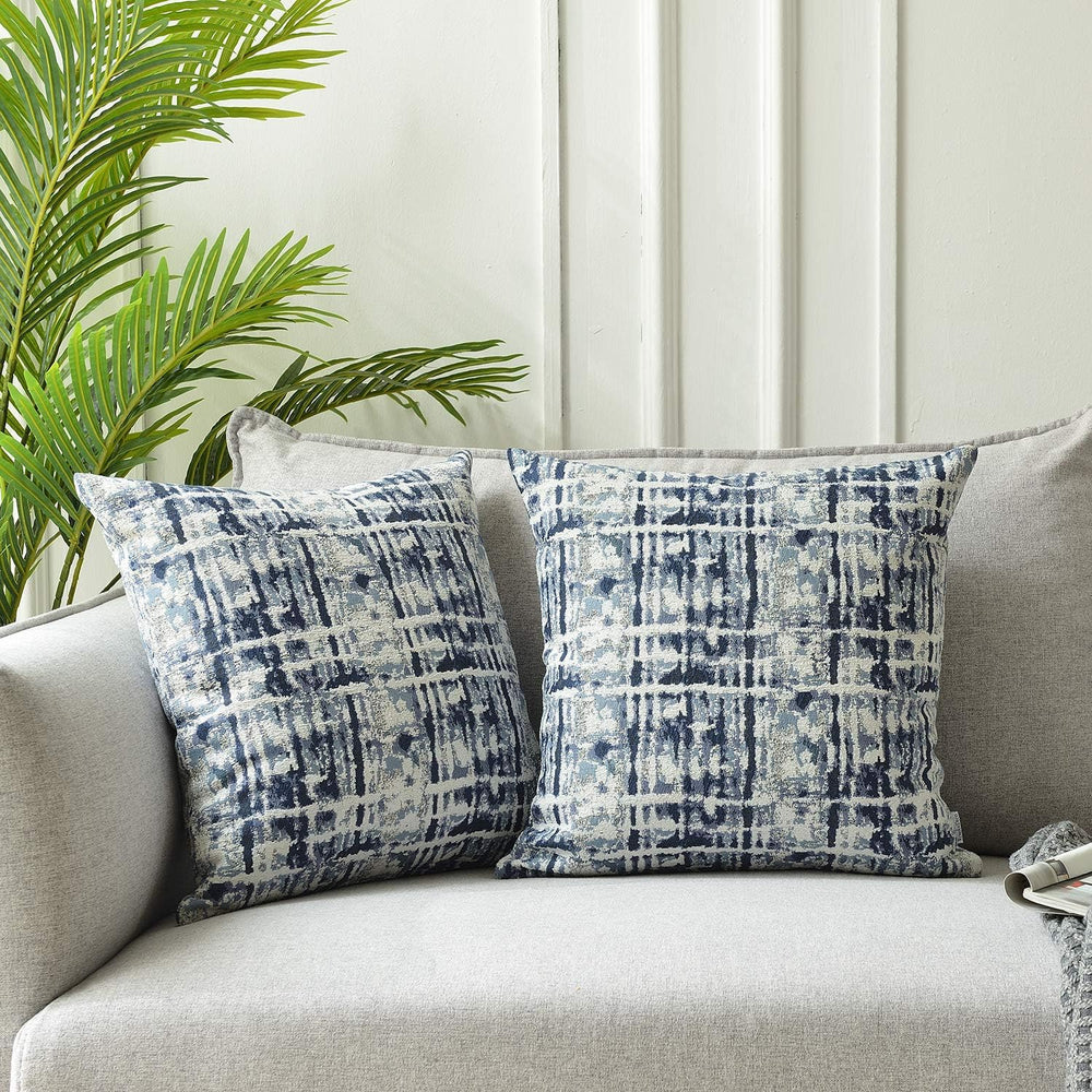 Jacquard Decorative Throw Pillow Covers for Couch Set of 2, 22x22 Inches, Nav...