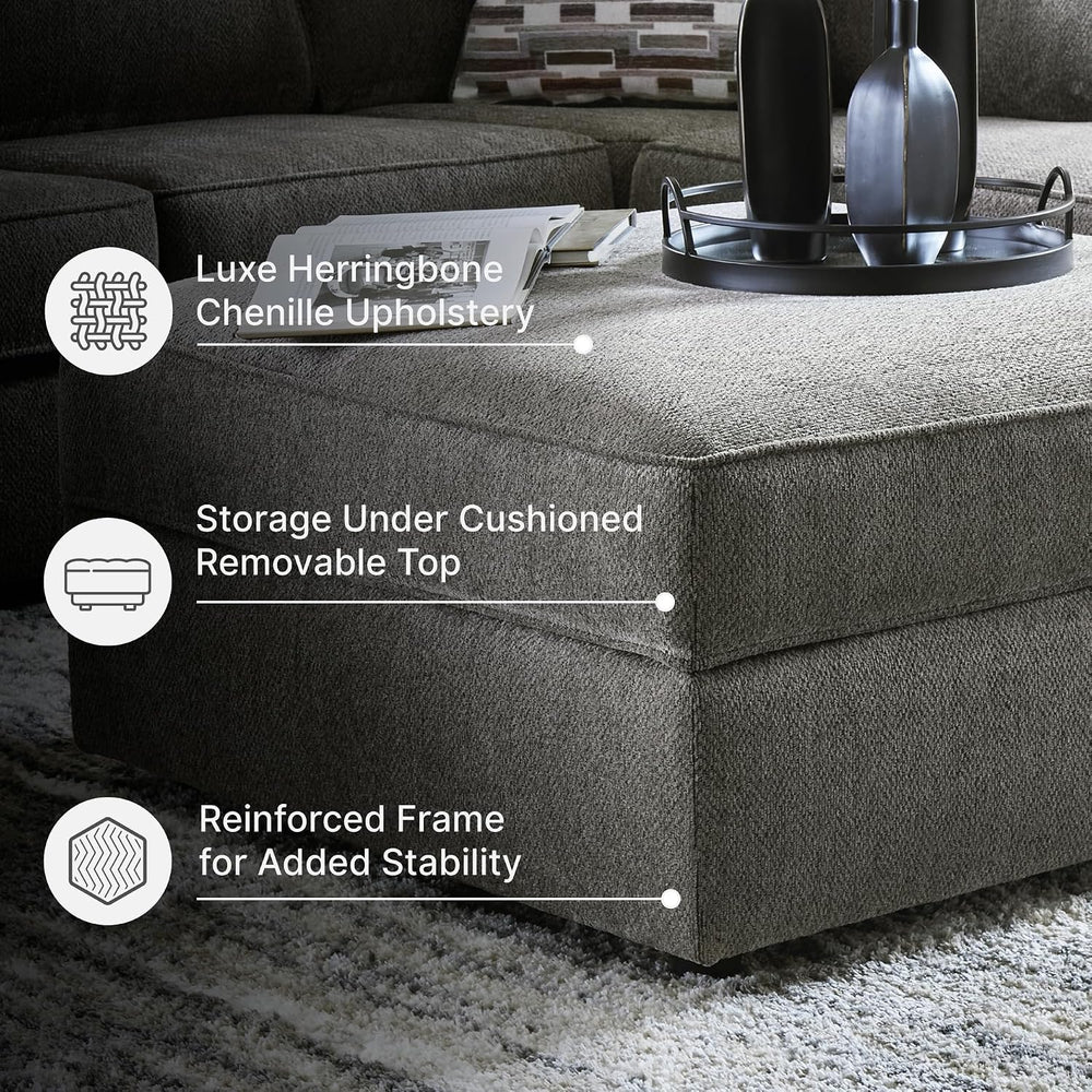 Signature Design by Ashley Putty Grey Ottoman with Storage
