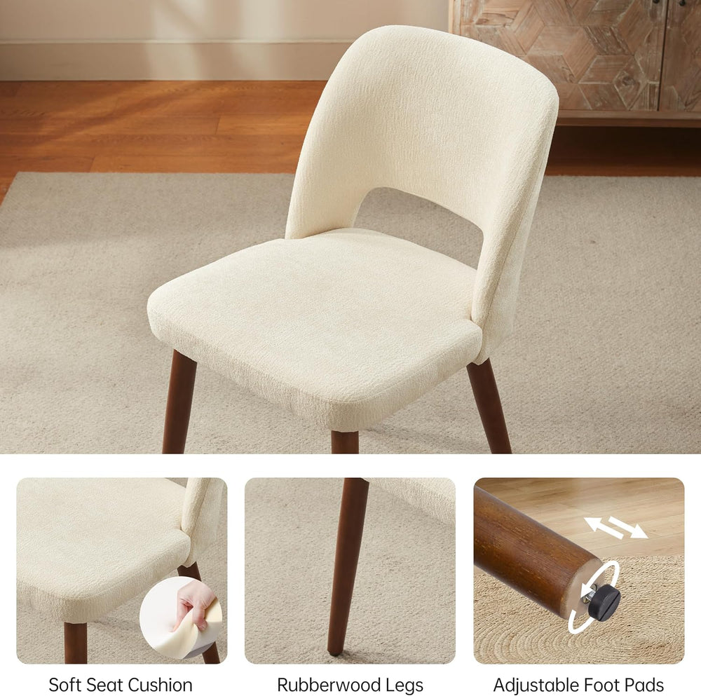 Usaint Wooden Dining Chairs Set of 6, Fabric Dining Room Chairs, Beige
