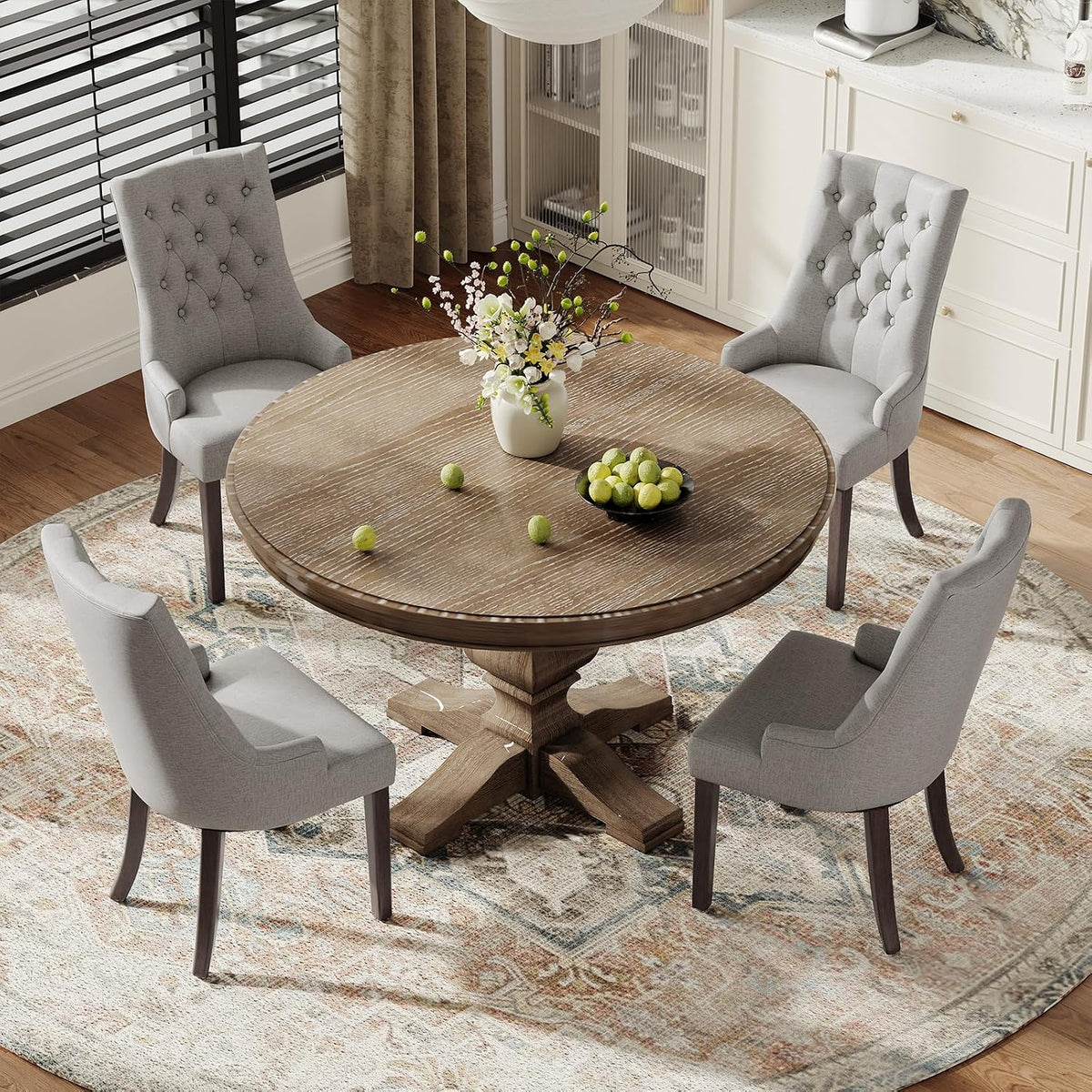 COLAMY Fabric Wingback Dining Chairs Set of 4, Light Grey