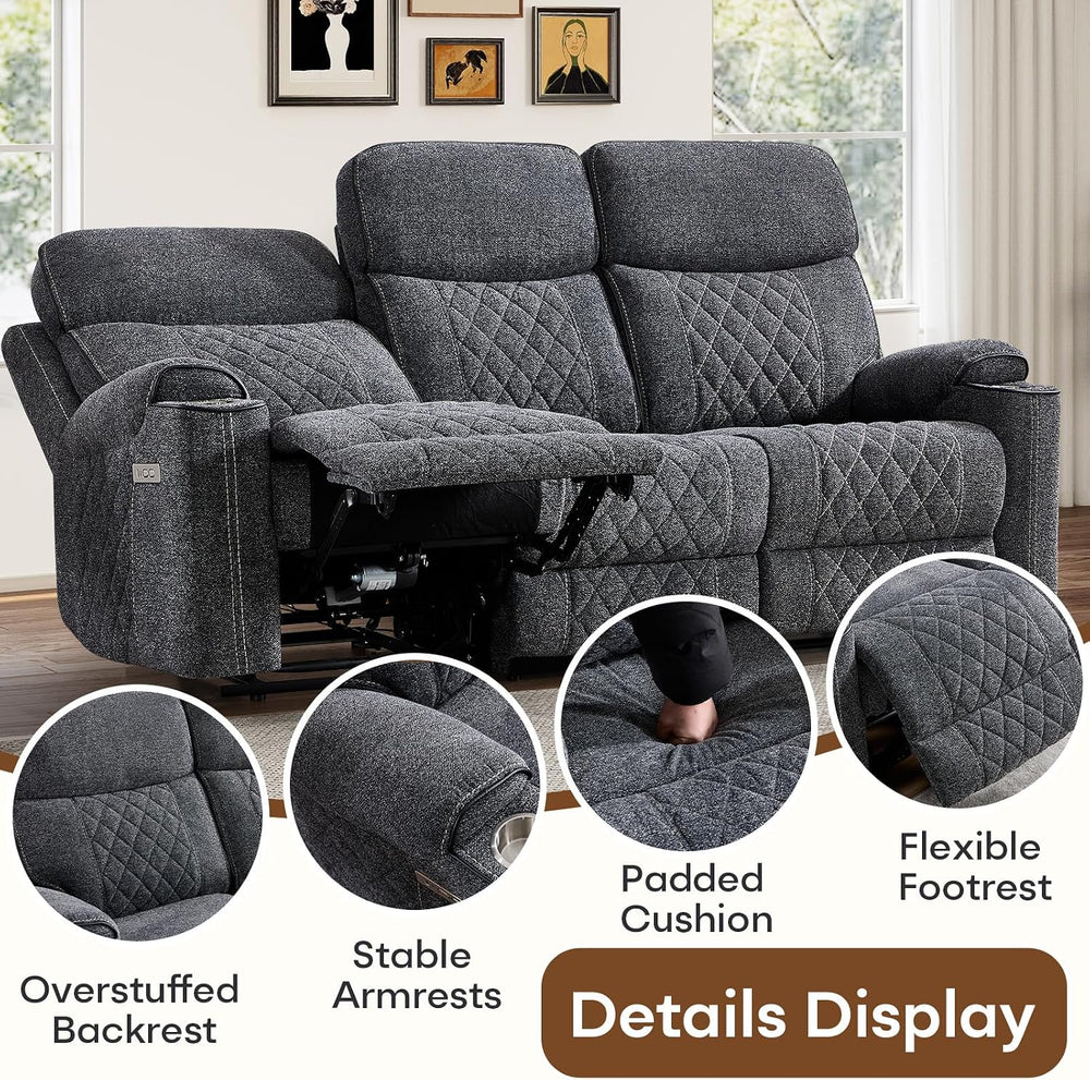 HAOMARKETS 3-Piece Power Recliner Sofa Set with Charging Port, Include Single...