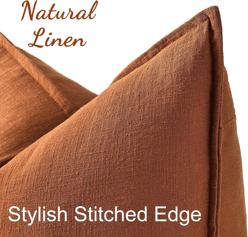 decorUhome Fall Light Rust Linen Throw Pillow Covers 20x20 Set of 2