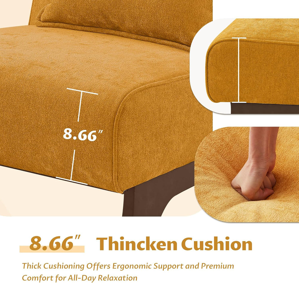 Armless Accent Chair Comfy Upholstered Modern Living Room Side Chair