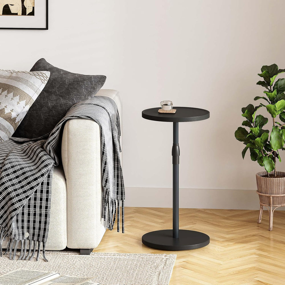 Adjustable Round Side Table, Pedestal Drink Table for Small Spaces