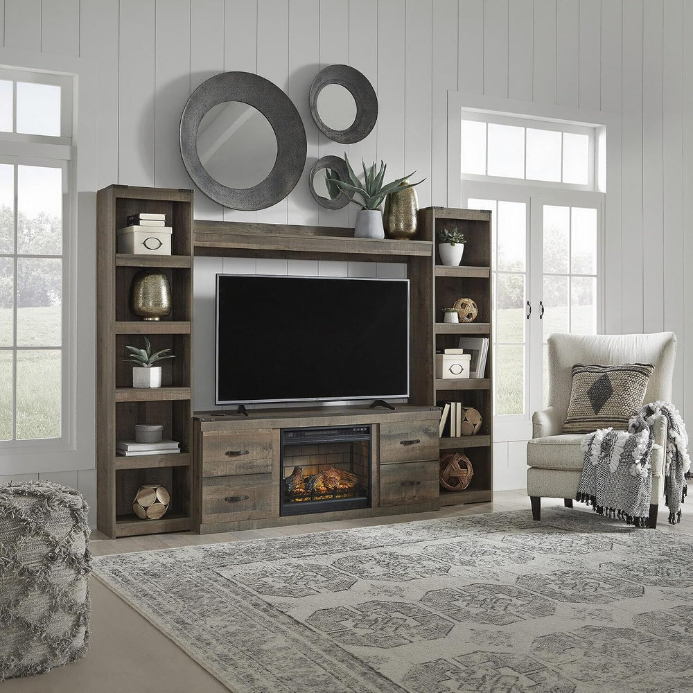 Signature Design by Ashley Trinell Media Pier, 72-Inch Rustic Bookcase
