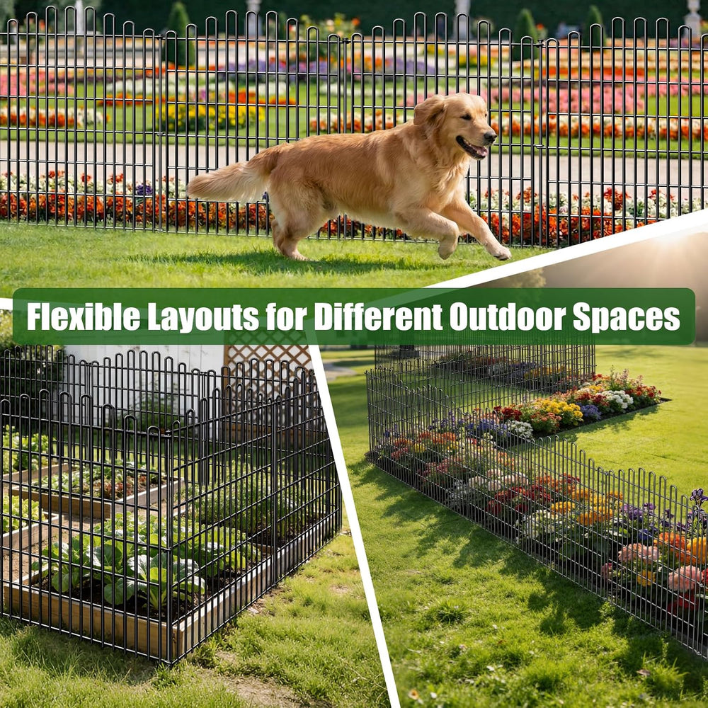 15 Panels No Dig Decorative Garden Fence, Dog Fence Outdoor for Yard