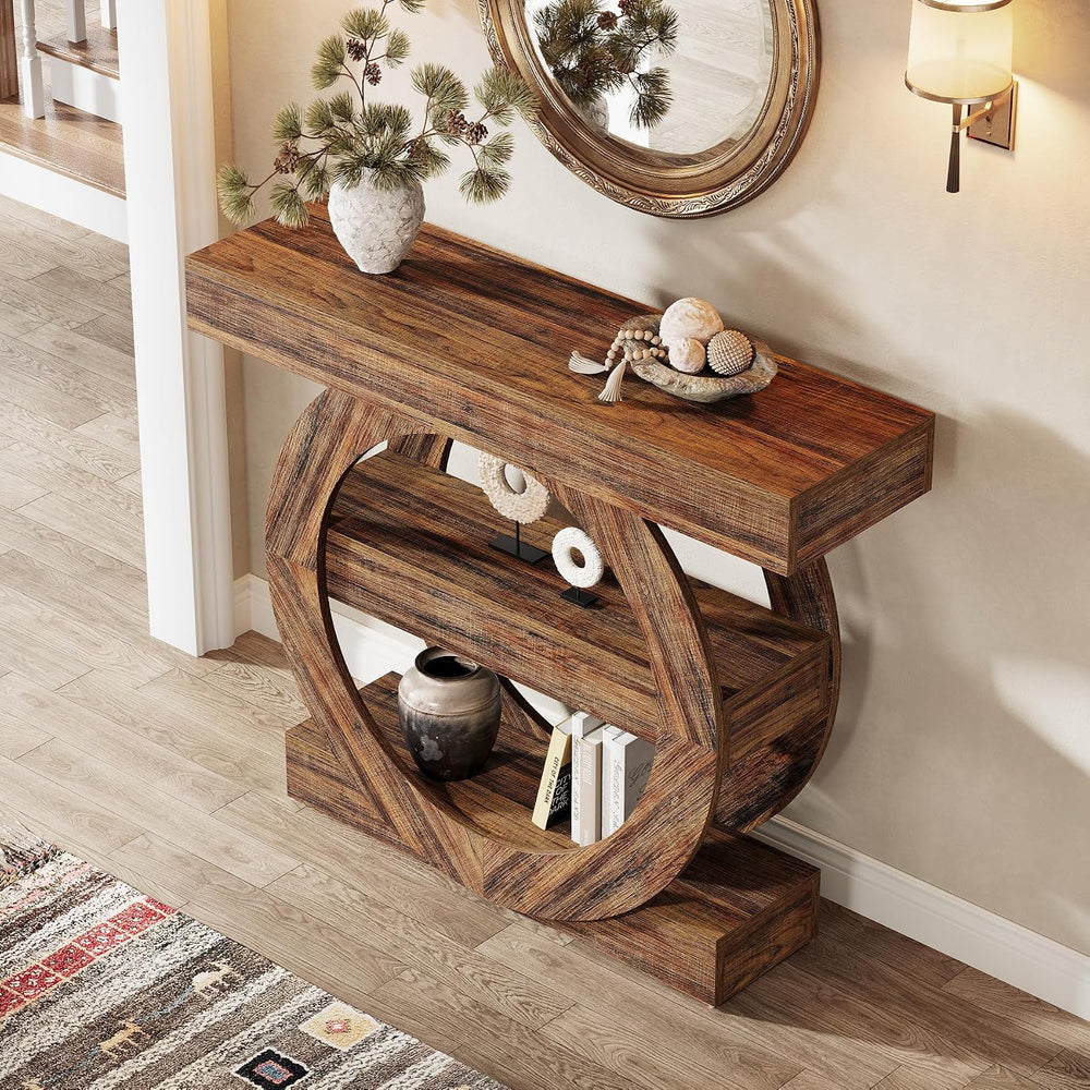 Tribesigns 41-Inch Entryway Table with Storage, 3-Tier Farmhouse Console Tabl...