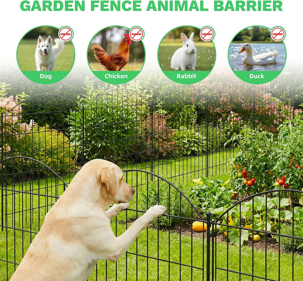 Toolterritary 15 Panels Arched No Dig Decorative Garden Fence with Gate, 40in...