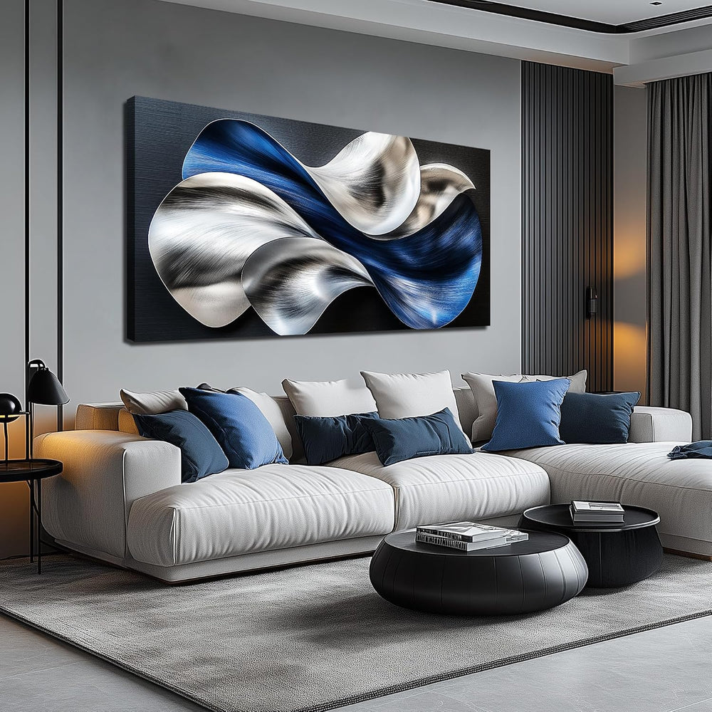 JuhaiArt Blue Wall Art Flow Painting Wall Decor for Office