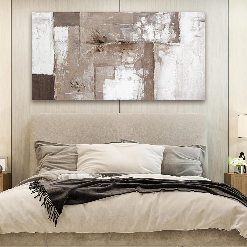 YISXINOAG Brown Grey White Abstract Wall Art Modern Fantasy Canvas 24"X4...