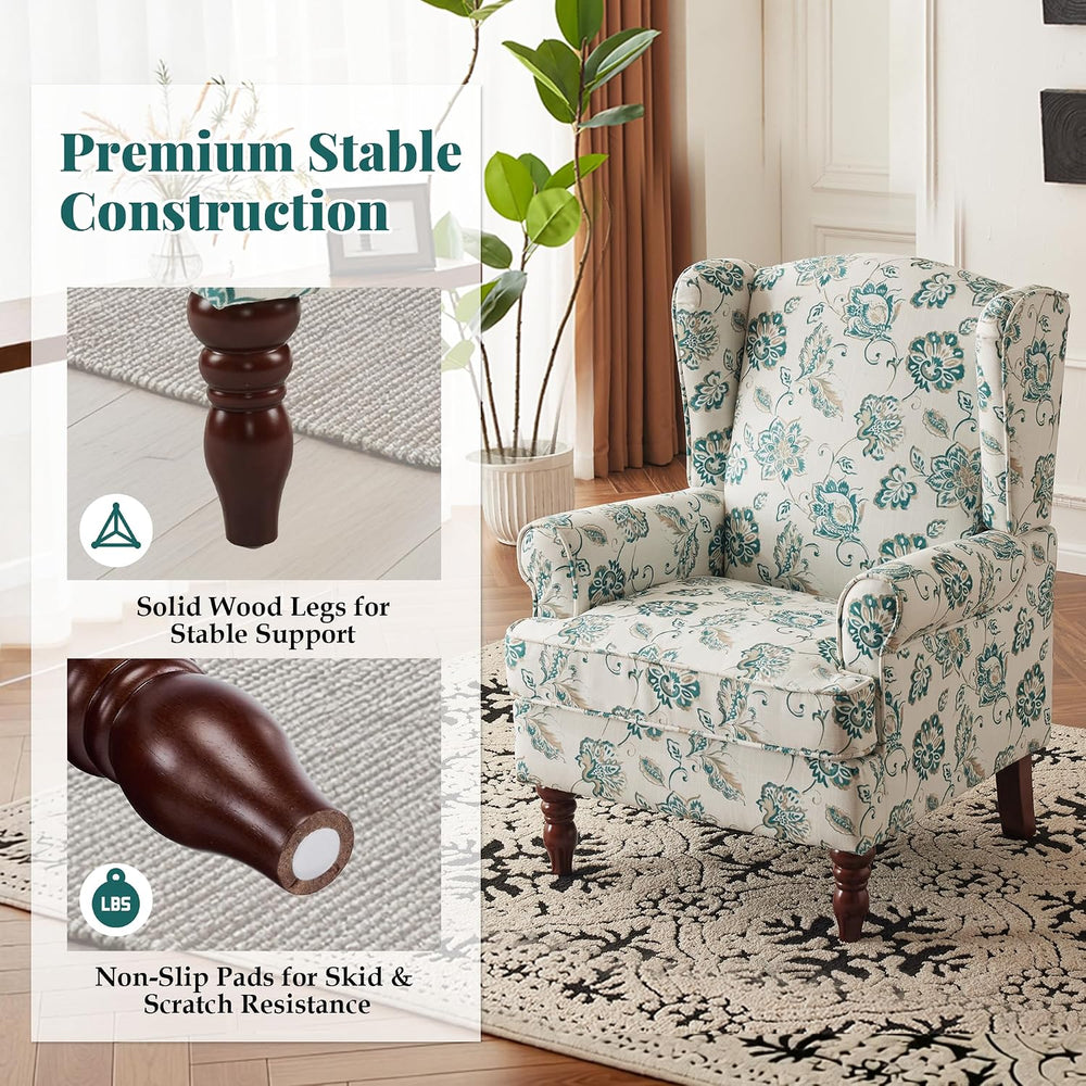 EROMMY Floral Accent Chair, Comfortable High Back Upholstered Armchair with S...