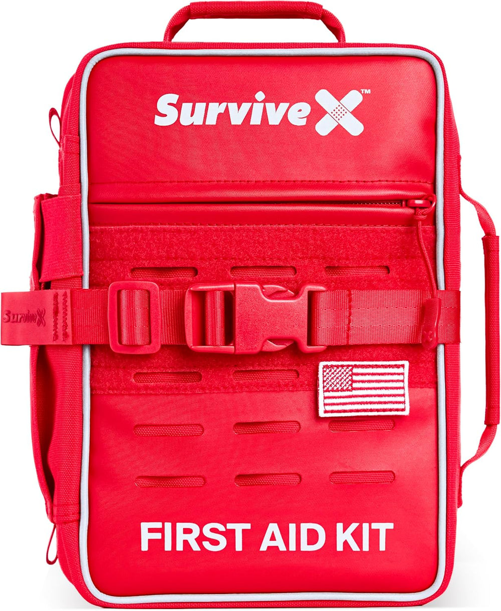 SurviveX Large Pro First Aid Kit, Emergency Kit for 5-6 People