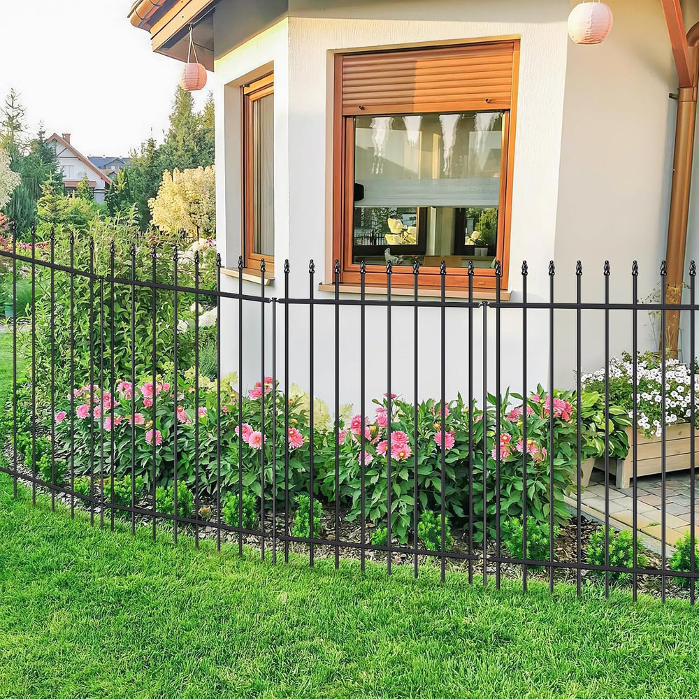 Decorative Metal Garden Fence 42" x 11.5', No-Dig Outdoor Fence with...