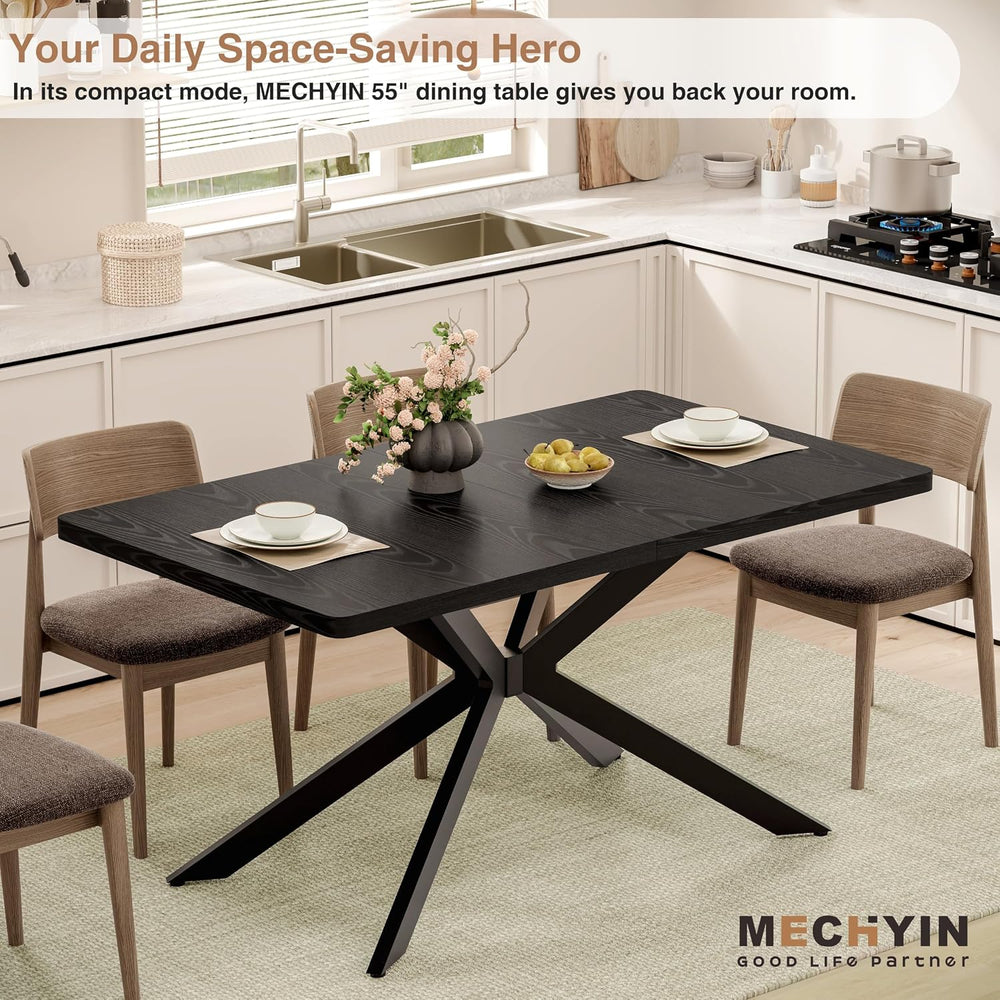 Extendable Dining Room Table for 4 6 8,55"-70" Kitchen Table Leaf,B...