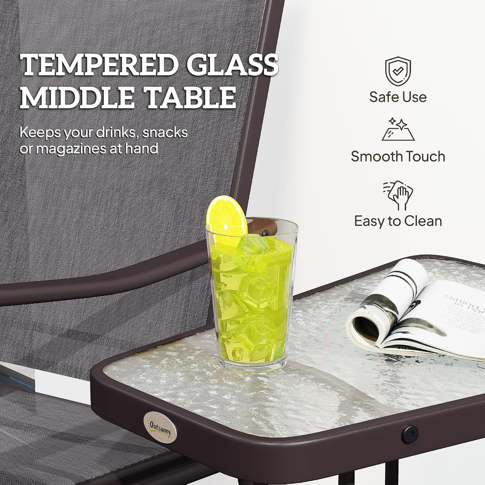 Outsunny Outdoor Glider Chair with Table 2-Seat Patio Loveseat Gray