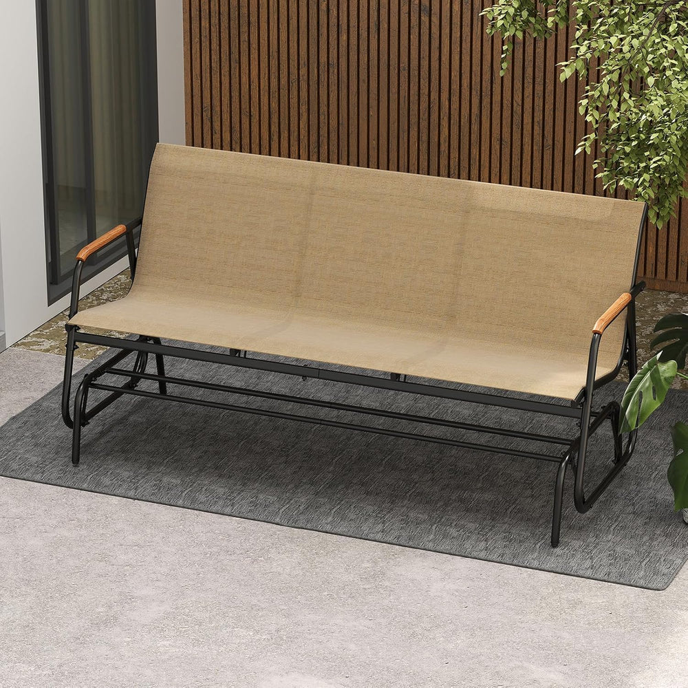 Tangkula 3-Person Outdoor Glider Bench, Patio Gliding Loveseat with Breathabl...