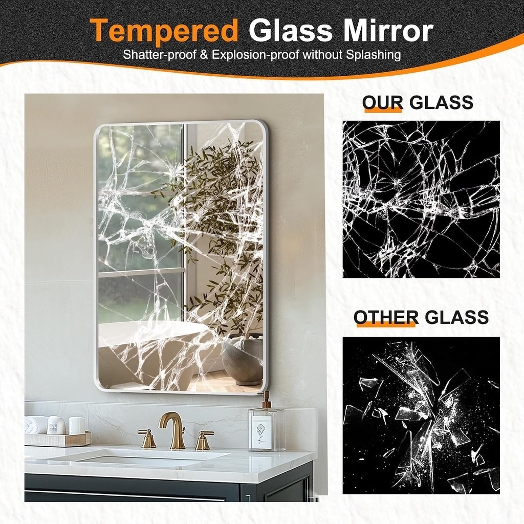 Delma Bathroom Vanity Mirror, Silver Framed Mirror for Over Sink, 30x20