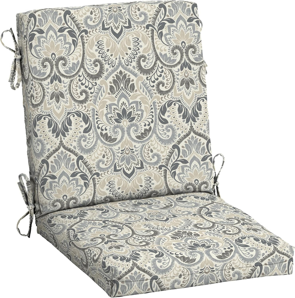 Arden Outdoor Midback Chair Cushion, 18x36.5, Neutral Damask