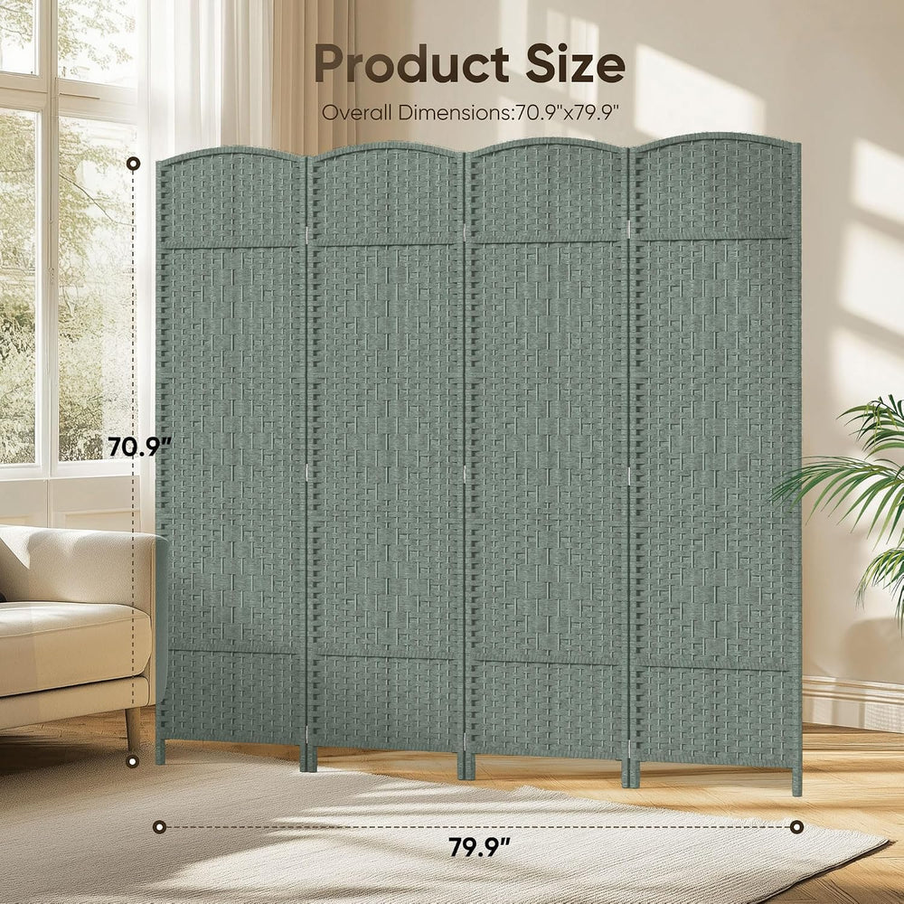 JOSTYLE Rattan Room Divider, 4-Panel Folding Privacy Screen 6ft. Extra Wide