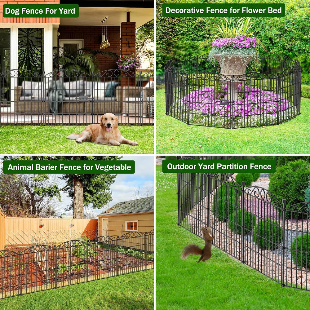 12 Panel No Dig Decorative Garden Fence with Gate 30" H x 22.72'L fo...