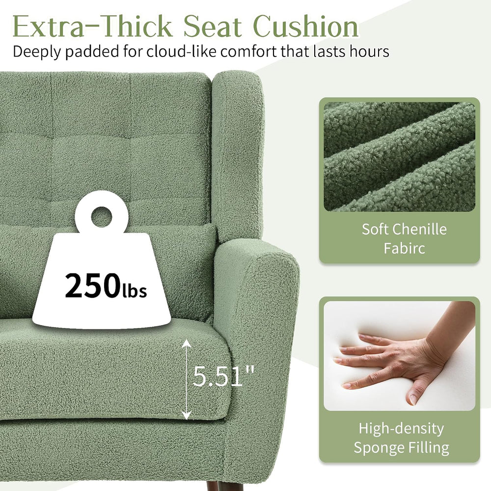 cinkehome Modern Accent Arm Chair Set of 2, Teddy Upholstered Armchair for Li...
