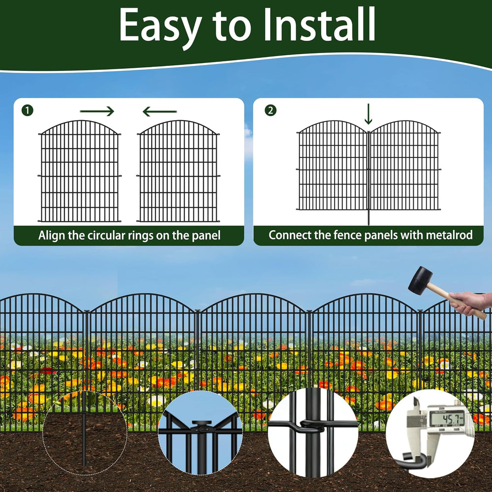 ULIOK 15 Panels Decorative Garden Fence, 32 in(H) X 37.9ft(L) No Dig Fence Pa...