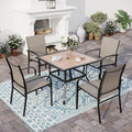 SUNSHINE VALLEY Patio Dining Set for 4, 37" Metal Table & Brown Chairs