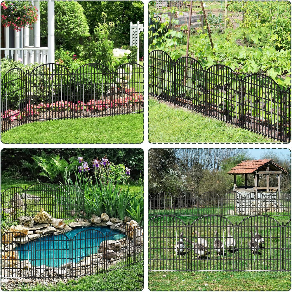 20 Panels No Dig Decorative Garden Fence, 33in(H) x 44ft(L) Animal Barrier, R...